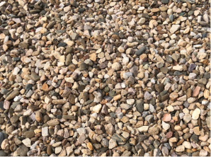 Brown pea gravel.
