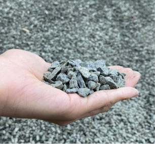 #8 crushed limestone in hand.